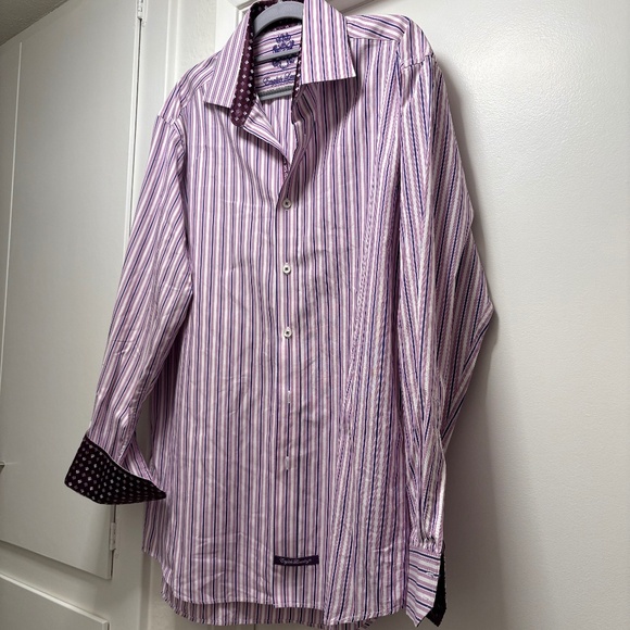 English Laundry striped shirt with contrasting cuffs - size 16 34/35 - Picture 1 of 9